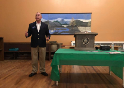 Chad Graham speaking at Raus’ “Meet the Candidates” event. April 14, 2018